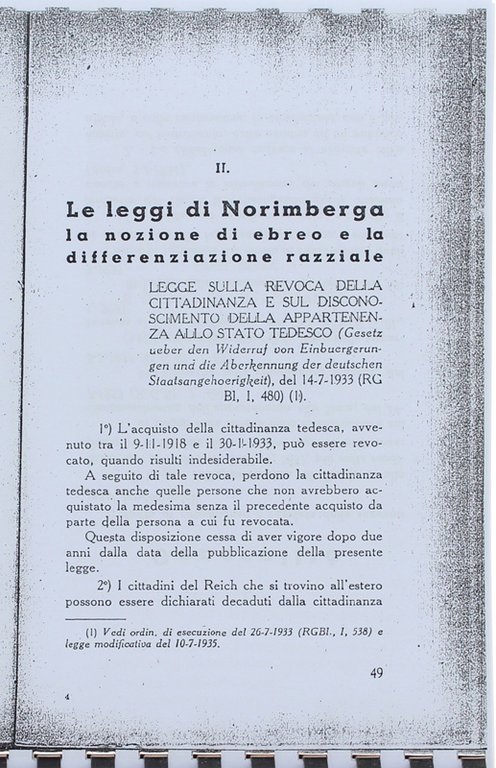LE LEGGI RAZZIALI TEDESCHE. Introduzione, note e traduzione di Giancarlo …