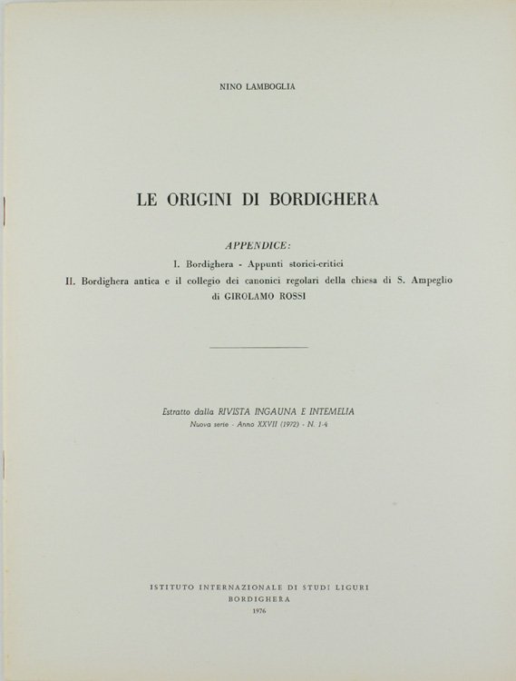 LE ORIGINI DI BORDIGHERA.