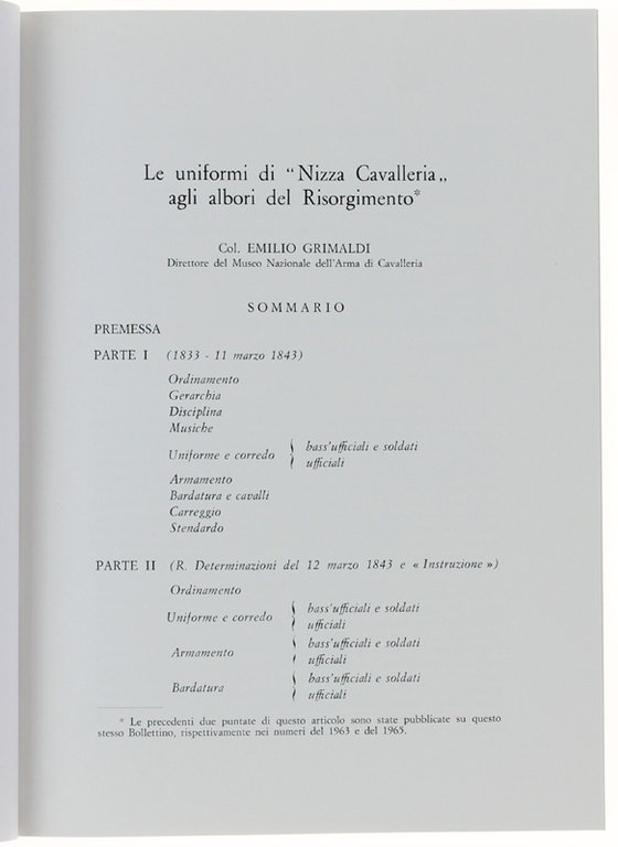 LE UNIFORMI DI "NIZZA CAVALLERIA" AGLI ALBORI DEL RISORGIMENTO.