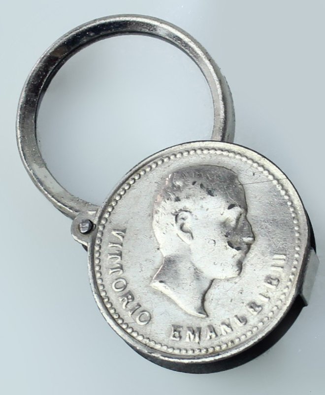 LENTE D'INGRANDIMENTO CON COPERCHIO A FORMA DI MONETA PRIMO '900