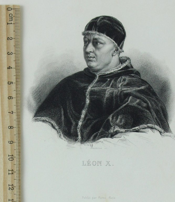 LÉON X. [Gravure authentique du XIXe siècle - original print]