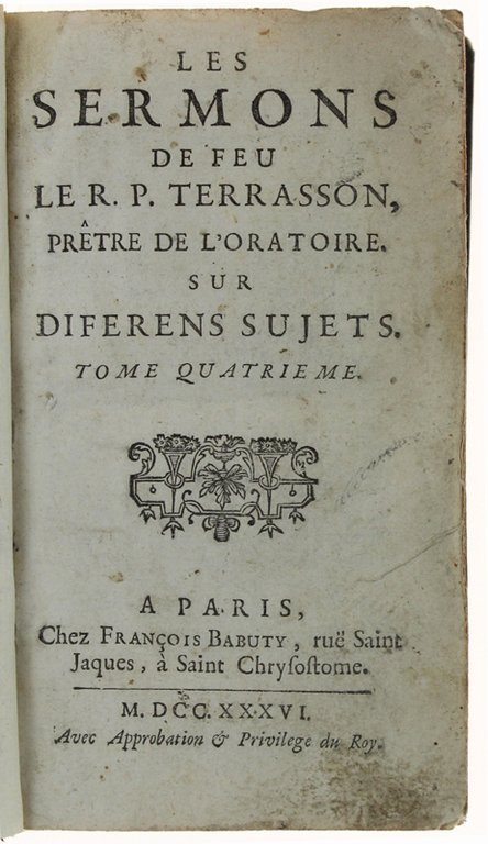 LES SERMONS DE FEU LE R.P.TERRASSON pretre de l'oratoire sur …