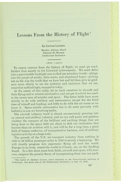 LESSONS FROM THE HISTORY OF FLIGHT.