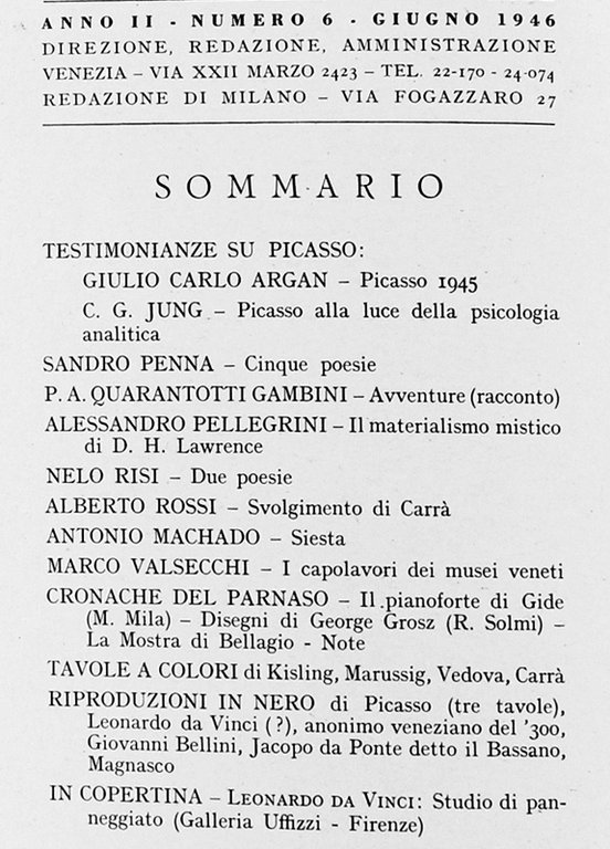 LETTERE ED ARTI. Anno II. N. 6 - Giugno 1946. …