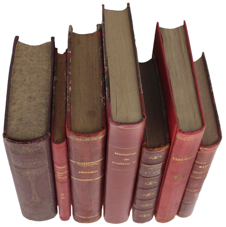 LIBRI ANTICHI con DORSI ROSSI: lotto di 7 volumi con …