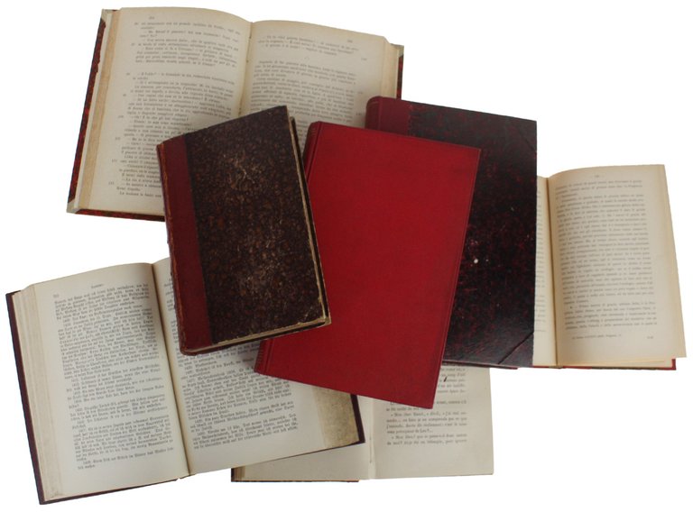 LIBRI ANTICHI con DORSI ROSSI: lotto di 7 volumi con …