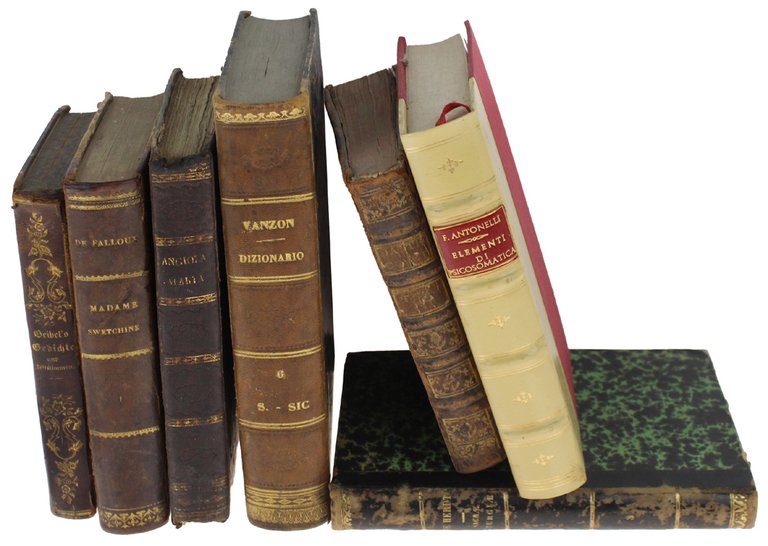 LIBRI ANTICHI con PREGIATE LEGATURE IN PELLE: lotto di 7 …