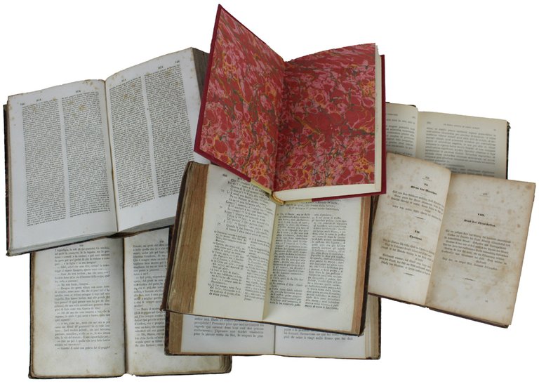 LIBRI ANTICHI con PREGIATE LEGATURE IN PELLE: lotto di 7 …