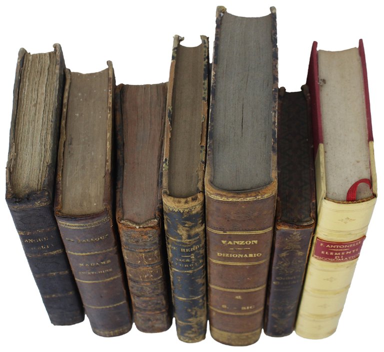 LIBRI ANTICHI con PREGIATE LEGATURE IN PELLE: lotto di 7 …