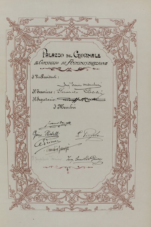 LIBRO DELLE FIRME DEL SINDACO DI TORINO RICCARDO CATTANEO (1920-1923)