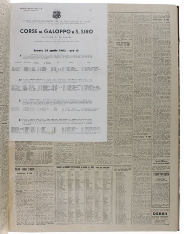 LO SPORTSMAN - l'Ippodromo. Anno 1962 completo. Giornale per la …