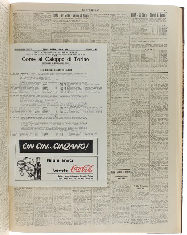 LO SPORTSMAN - l'Ippodromo. Anno 1962 completo. Giornale per la …