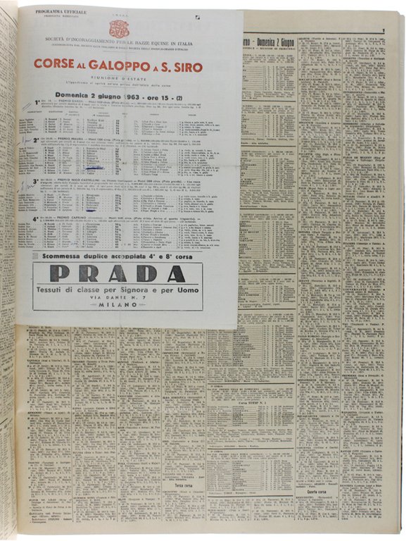 LO SPORTSMAN - l'Ippodromo. Anno 1963 completo. Giornale per la …