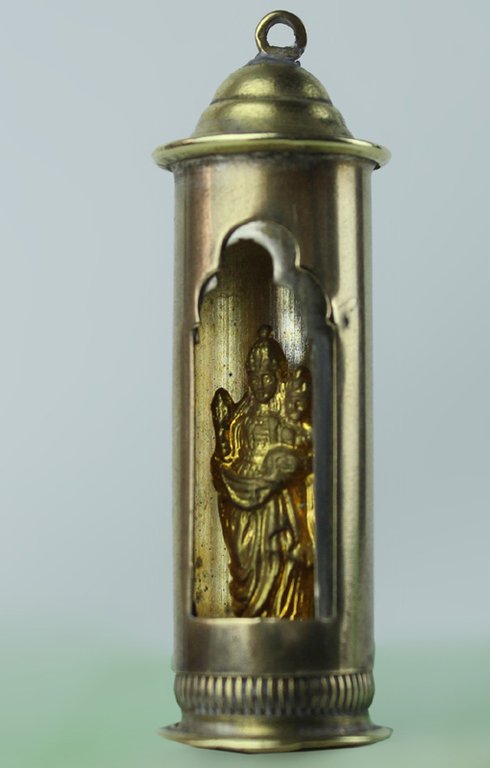 MADONNA DI OROPA IN UN ANTICO MINUSCOLO "ALTARE" APRIBILE TASCABILE