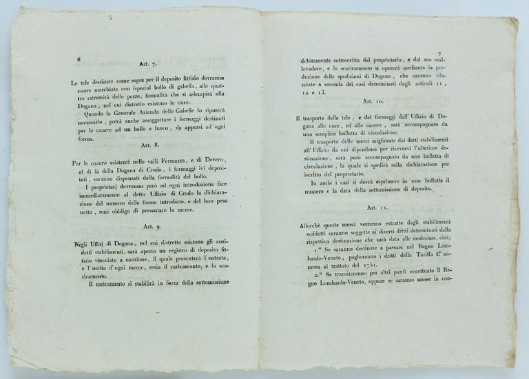 MANIFESTO CAMERALE portante notificanza al Pubblico delle discipline stabilite da …