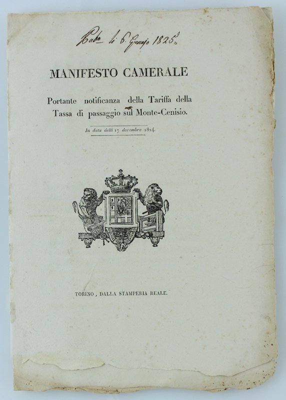 MANIFESTO CAMERALE portante notificanza dellA Tariffa della Tassa di passaggio …