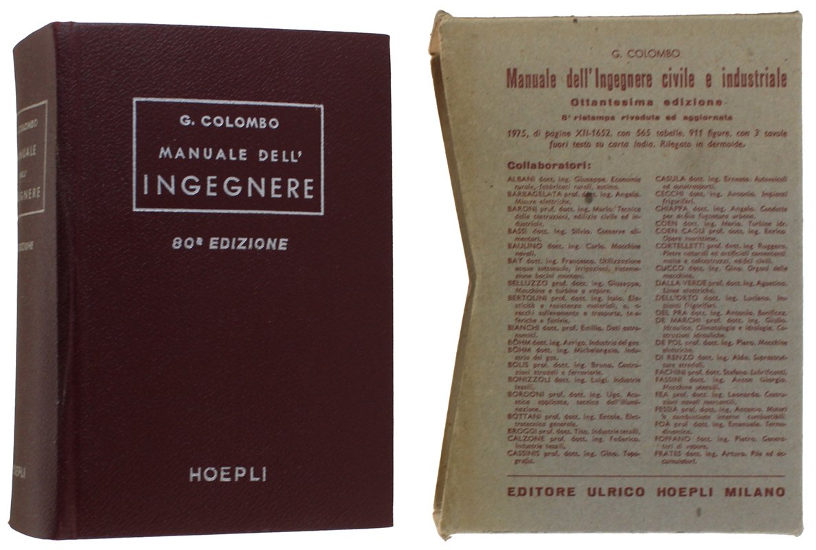 MANUALE DELL'INGEGNERE civile e industriale. 80ª edizione, 8a ristampa riveduta …