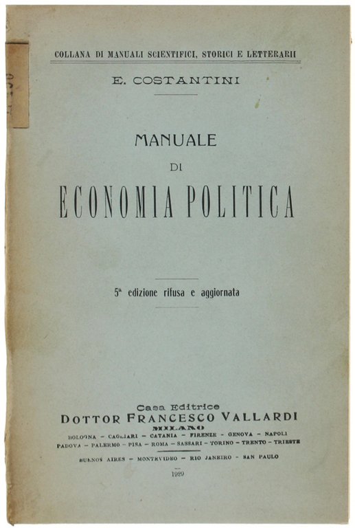 MANUALE DI ECONOMIA POLITICA.