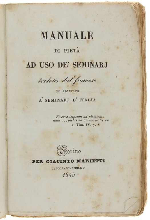 MANUALE DI PIETA' AD USO DE' SEMINARJ tradotto dal francese … | Immagine Gallery 2