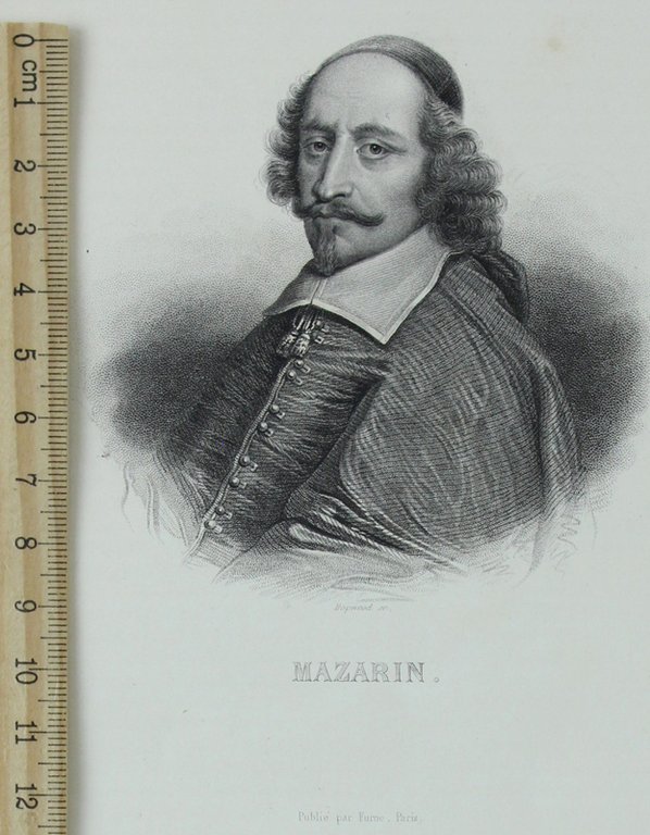 MAZARIN. [Gravure authentique du XIXe siècle - original print]
