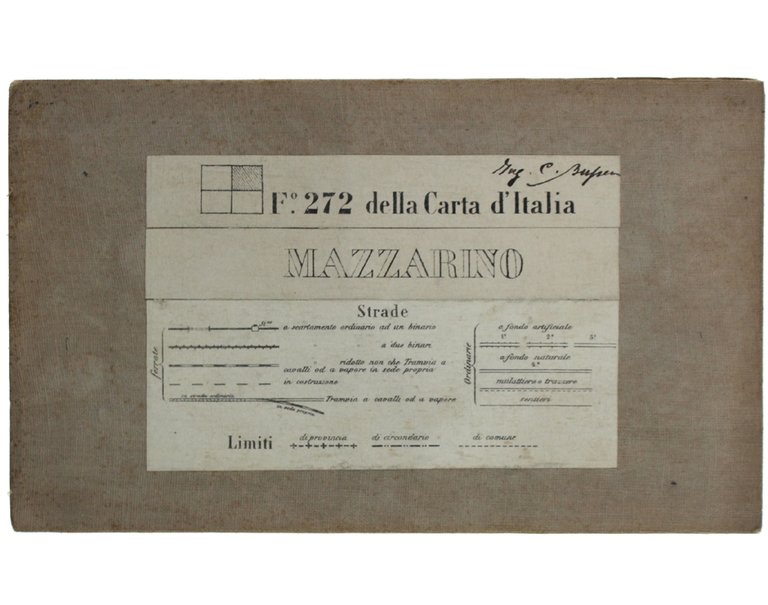 MAZZARINO. Foglio N° 272 della Carta d'Italia. Scala 1:50.000. Longitudine …