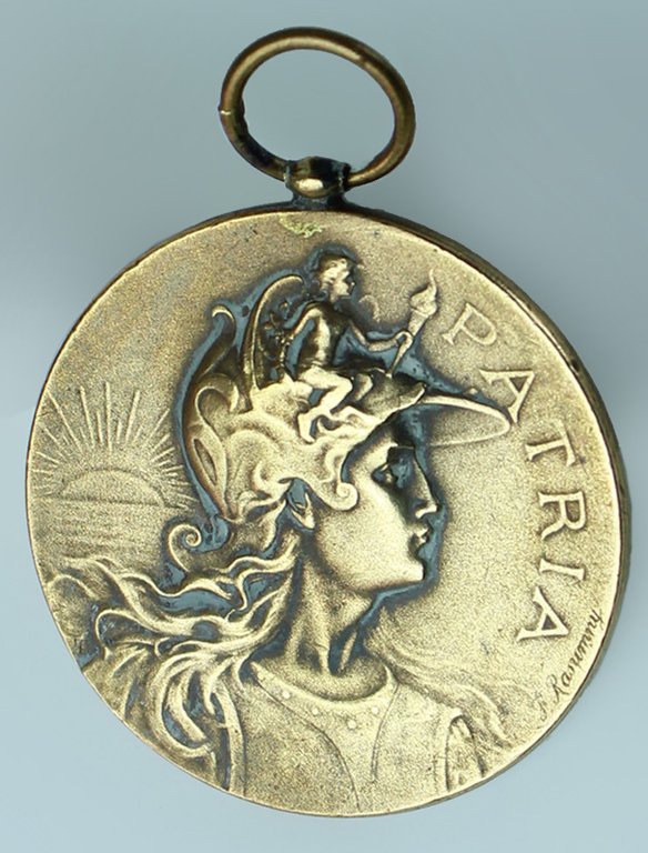 MEDAGLIA "PATRIA" - BRONZO, mm 36 - vintage | Immagine Gallery 3