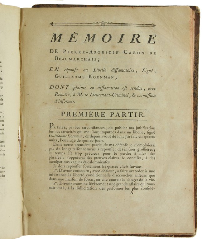 AFFAIRE CARON DE BEAUMARCHAIS - DAME KORNMAN de 1787 - …