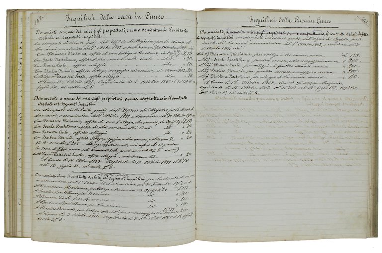 MEMORIALE: raccolta di note manoscritte relative alle cascine "TETTO MADAMA" …