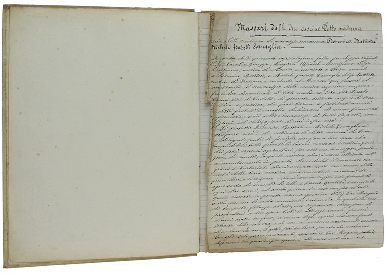 MEMORIALE: raccolta di note manoscritte relative alle cascine "TETTO MADAMA" …