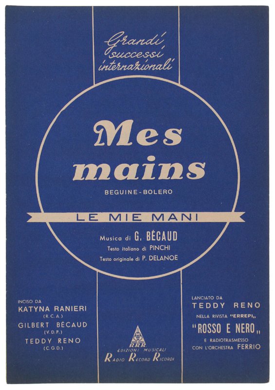 MES MAINS. Spartito x canto mandolino o fisarmonica