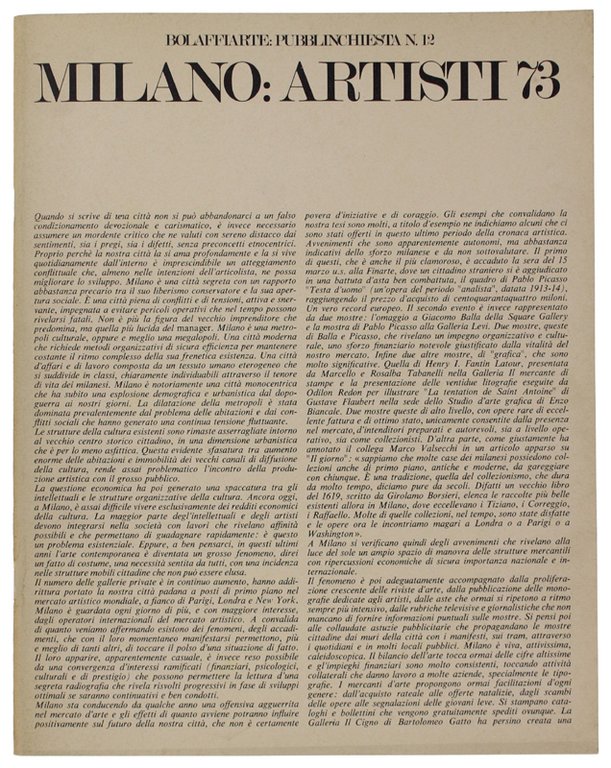 MILANO: ARTISTI '73. Bolaffiarte - Pubblinchiesta N.12