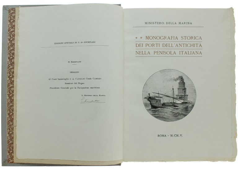 MONOGRAFIA STORICA DEI PORTI DELL'ANTCHITA' NELLA PENISOLA ITALIANA [Pregiata edizione … | Immagine Gallery 2