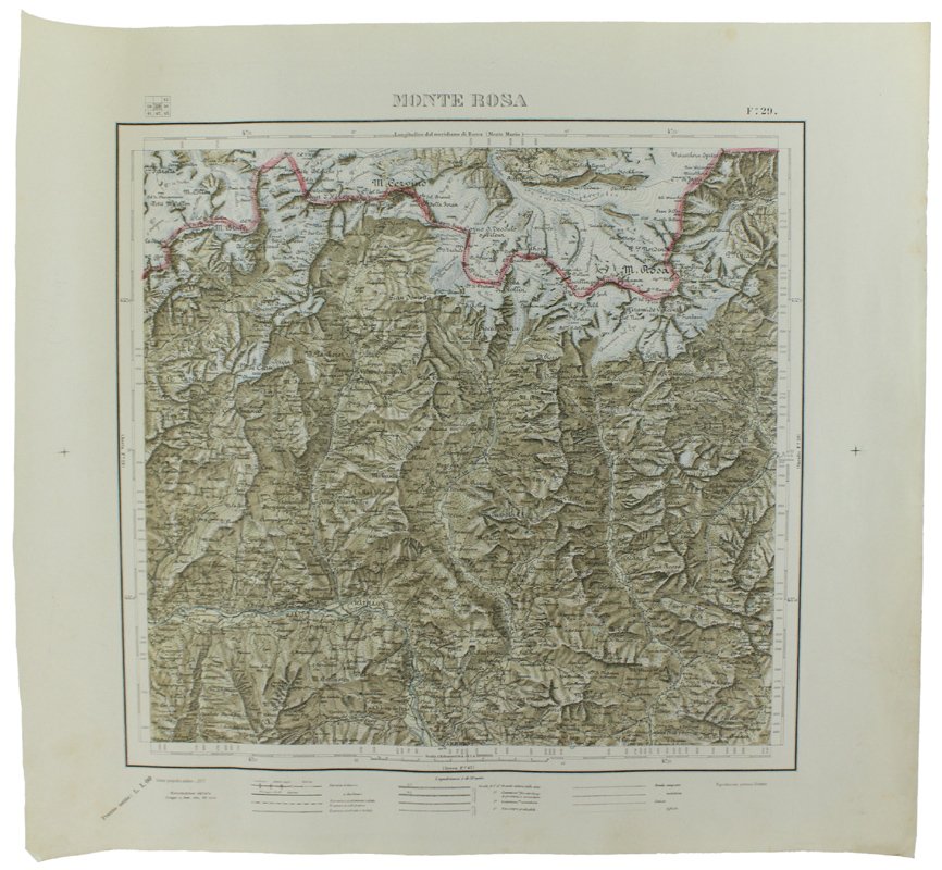 MONTE ROSA. Foglio 29 della Carta d'Italia, scala di 1:100.000, …