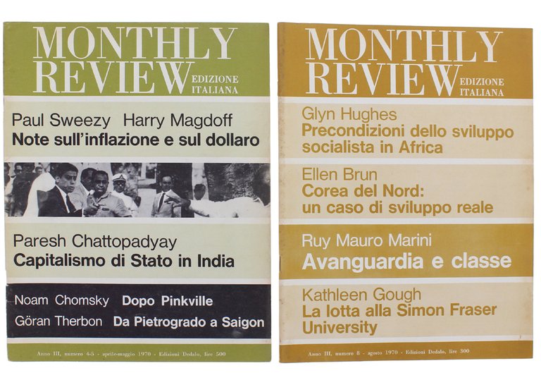 MONTHLY REVIEW Edizione Italiana. 1970. Numeri 4/5, 8.