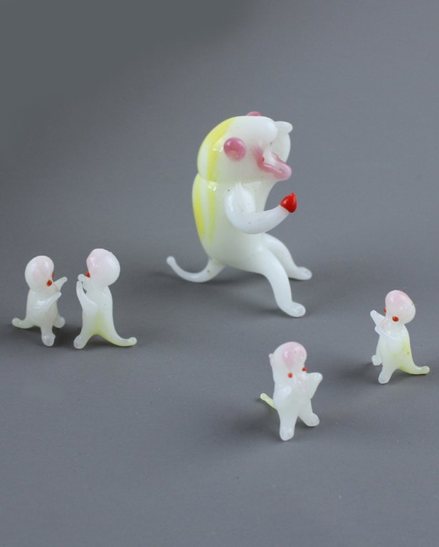 MURANO 5 SCIMMIETTE IN VETRO SOFFIATO vintage (1950 ca.)