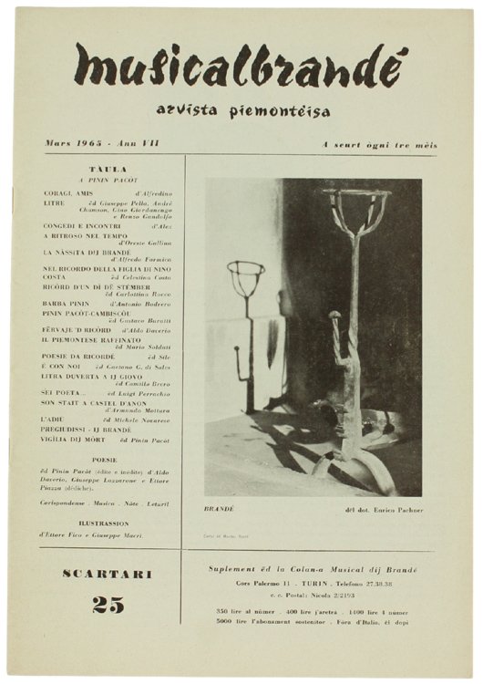 MUSICALBRANDE' Arvista piemonteisa. Mars 1965 - Ann VII. Scartari 25.