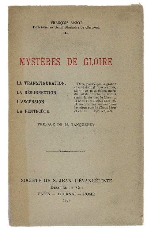 MYSTERES DE GLOIRE. La Transfiguration - La Résurretion - L'Ascension …