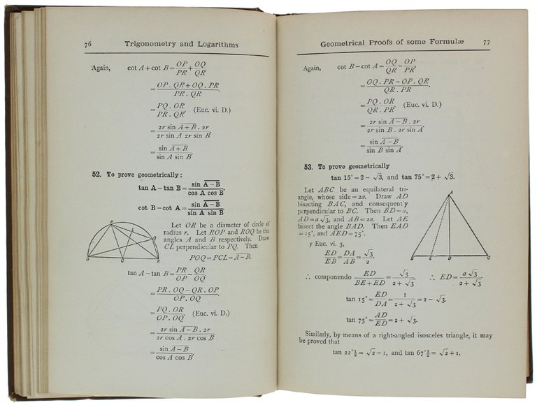 NOTES ON TRIGONOMETRY AND LOGARITHMS.