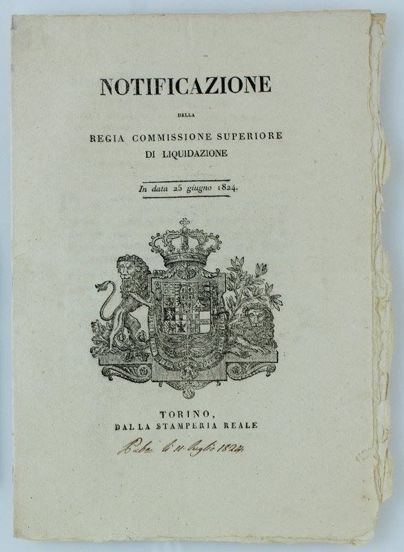 NOTIFICAZIONE DELLA REGIA COMMISSIONE SUPERIORE DI LIQUIDAZIONE. In data 25 …