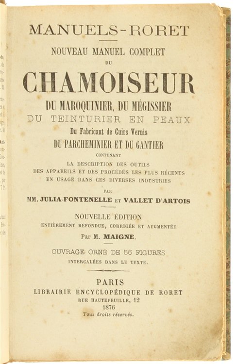 NOUVEAU MANUEL COMPLET DU CHAMOISEUR, DU MAROQUINIER, DU MEGISSIER, DU … | Immagine Gallery 6