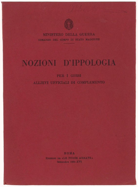 NOZIONI D'IPPOLOGIA per i corsi Allievi Ufficiali di Complemento.