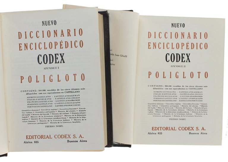 NUEVO DICCIONARIO ENCICLOPEDICO CODEX - POLIGLOTO. Apendice I + Apendice …