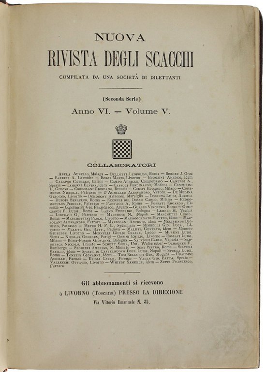 NUOVA RIVISTA DEGLI SCACCHI compilata da una società di dilettanti …