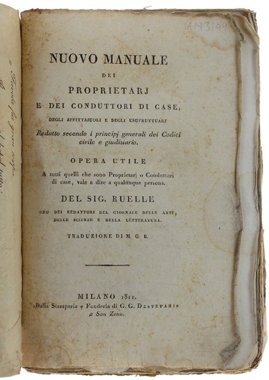 NUOVO MANUALE DEI PROPRIETARJ E DEI CONDUTTORI DI CASE, DEGLI …