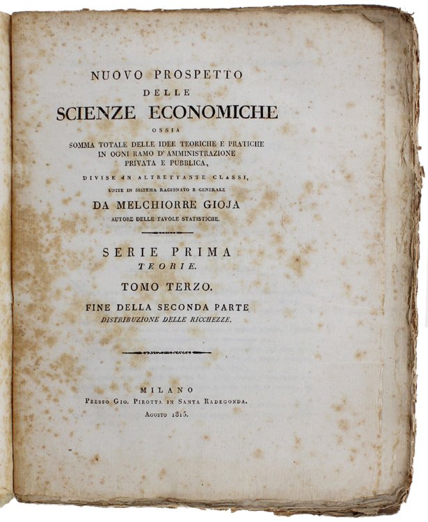 NUOVO PROSPETTO DELLE SCIENZE ECONOMICHE [opera completa in 6 tomi]