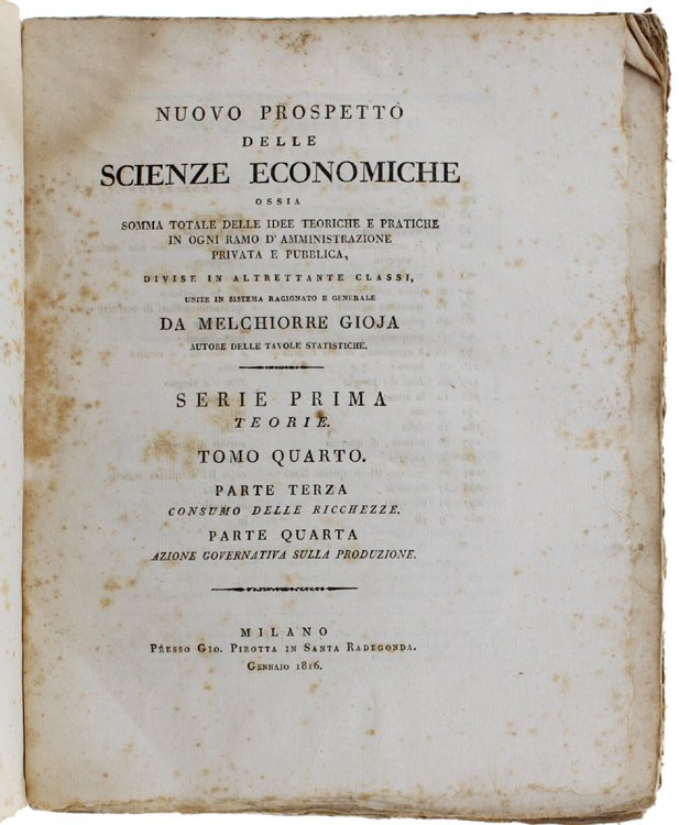 NUOVO PROSPETTO DELLE SCIENZE ECONOMICHE [opera completa in 6 tomi]