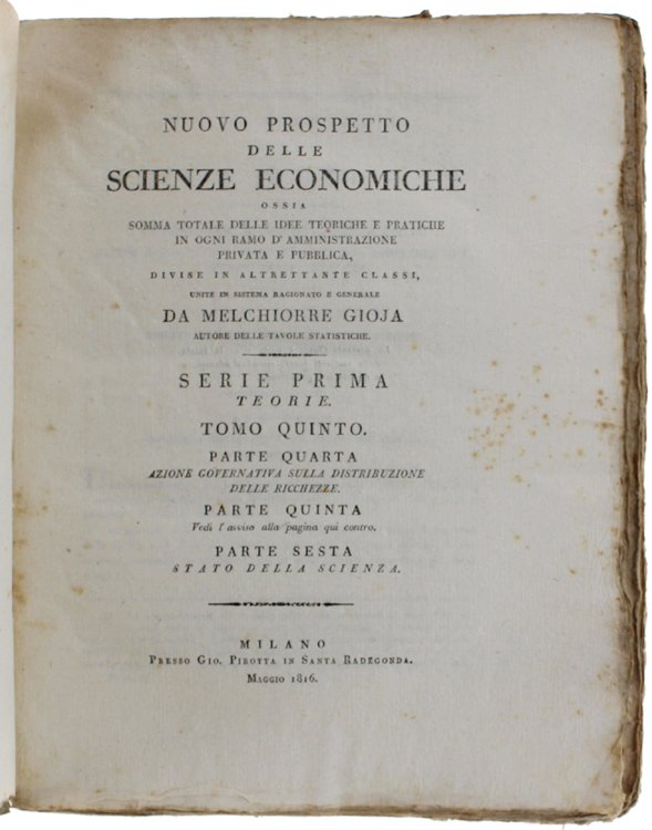 NUOVO PROSPETTO DELLE SCIENZE ECONOMICHE [opera completa in 6 tomi]