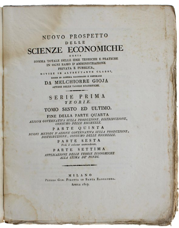 NUOVO PROSPETTO DELLE SCIENZE ECONOMICHE [opera completa in 6 tomi]