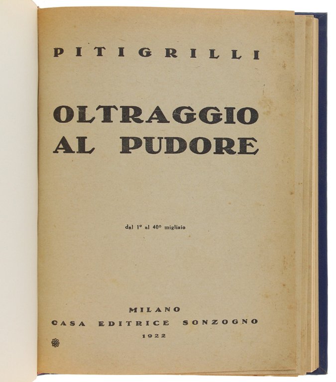 OLTRAGGIO AL PUDORE. [1a edizione]