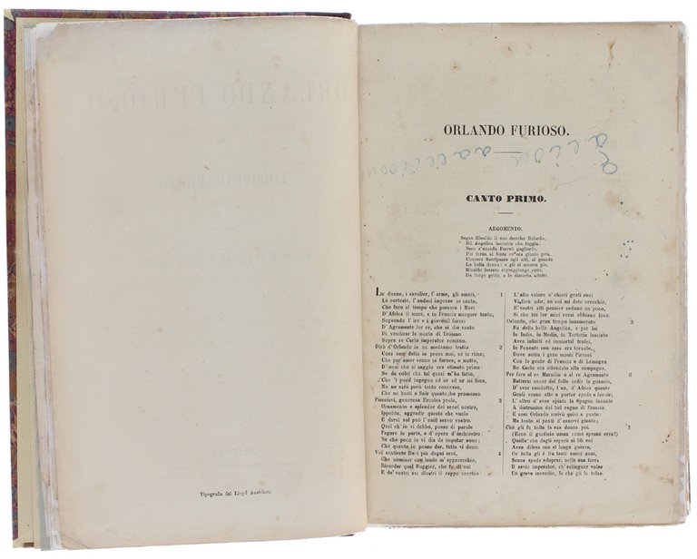 OPERE DI LODOVICO ARIOSTO con note filologiche e storiche: ORLANDO …